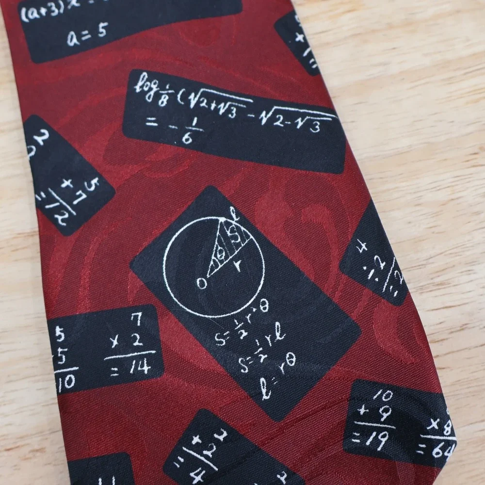 Vintage 90s Steven Harris Math Equations‎ Novelty Tie Mens Red Teacher Professor